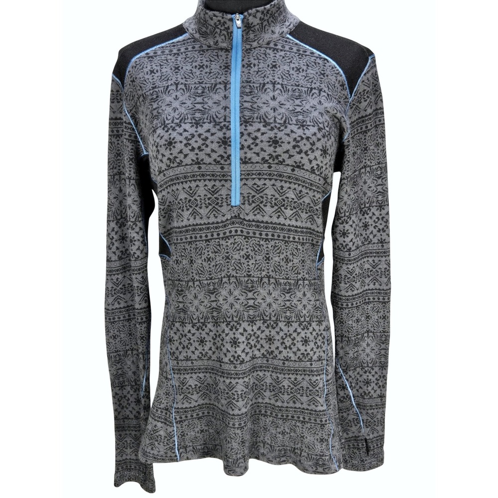 Women's KUHL Medium Merino Wool Blend Fair Isle Quarter Zip Pullover Base Layer